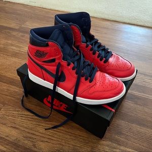 Air Jordan 1 High OG "David Lettetman" Red/Blue Sz 9 Nike Nike Retro